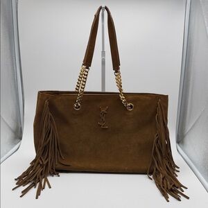 Yves Saint Laurent Tan Suede Fringe Shoulder Bag